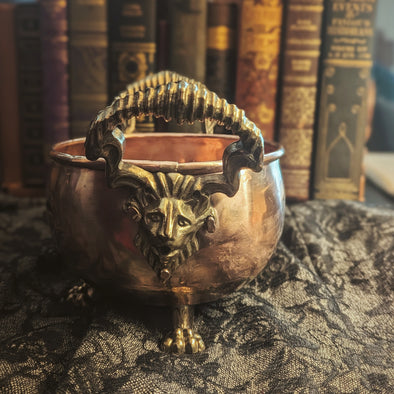 Vintage Brass and Copper Cauldron Jardiniere