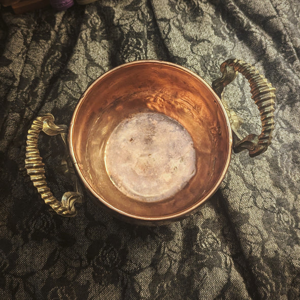 Vintage Brass and Copper Cauldron Jardiniere